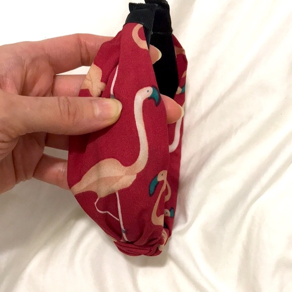 ❤️ Silk Flamingo Print Turban Knot Headband - Picture 10 of 11